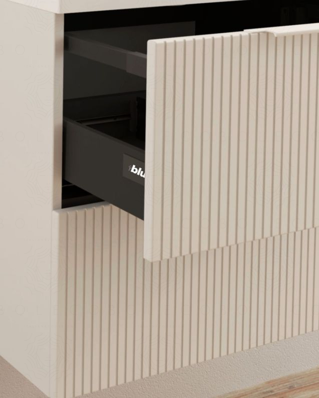 Mobile bagno sospeso 100 cm bianco opaco cannettato con top mdf Mobile bagno sospeso 100 cm bianco opaco cannettato con top mdf