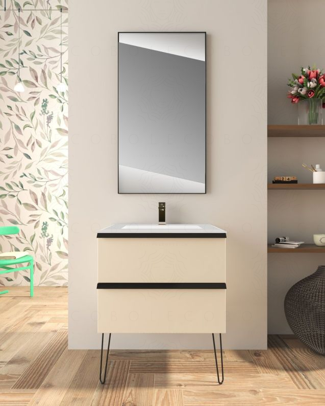 Mobile bagno sospeso Laguna cm 70 e lavabo in resina