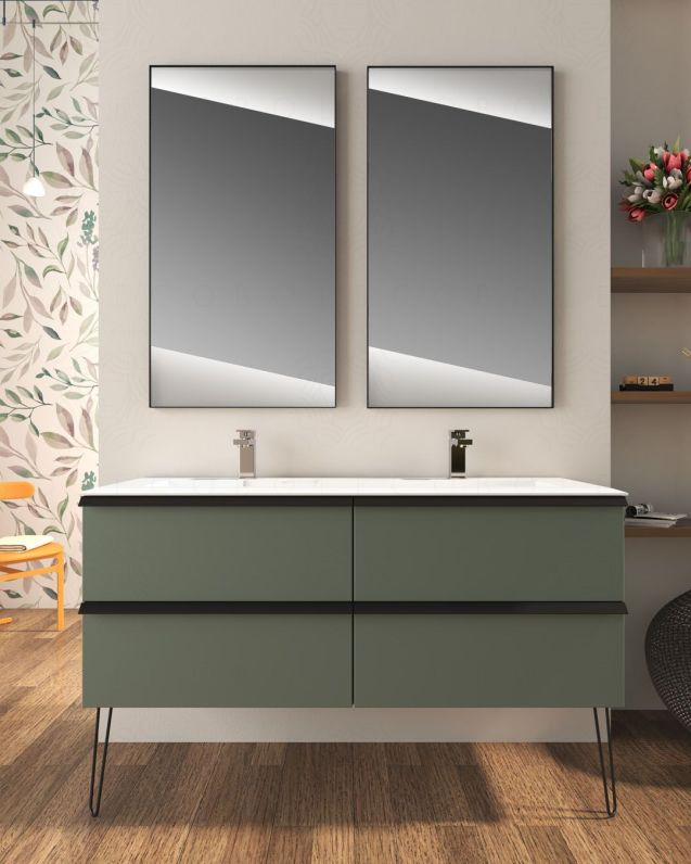 Mobile bagno sospeso Laguna cm 140 e doppio lavabo in resina Mobile bagno sospeso Laguna cm 140 e doppio lavabo in resina