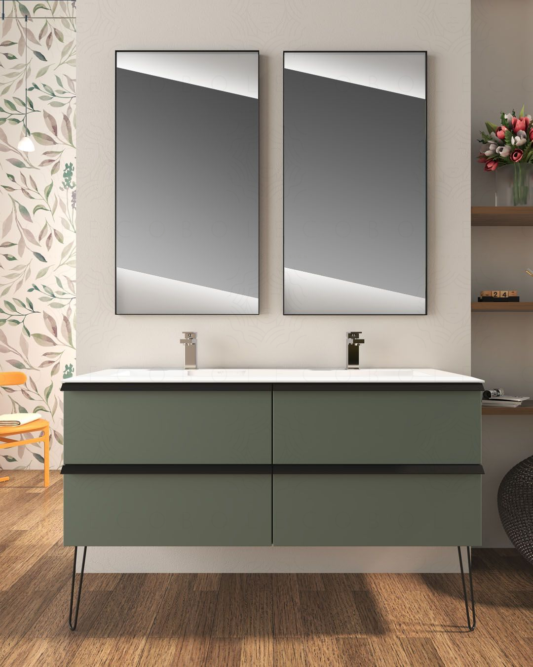 Mobile bagno sospeso Laguna cm 140 e doppio lavabo in resina Mobile bagno sospeso Laguna cm 140 e doppio lavabo in resina