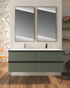 Mobile bagno sospeso Laguna cm 140 e doppio lavabo in resina