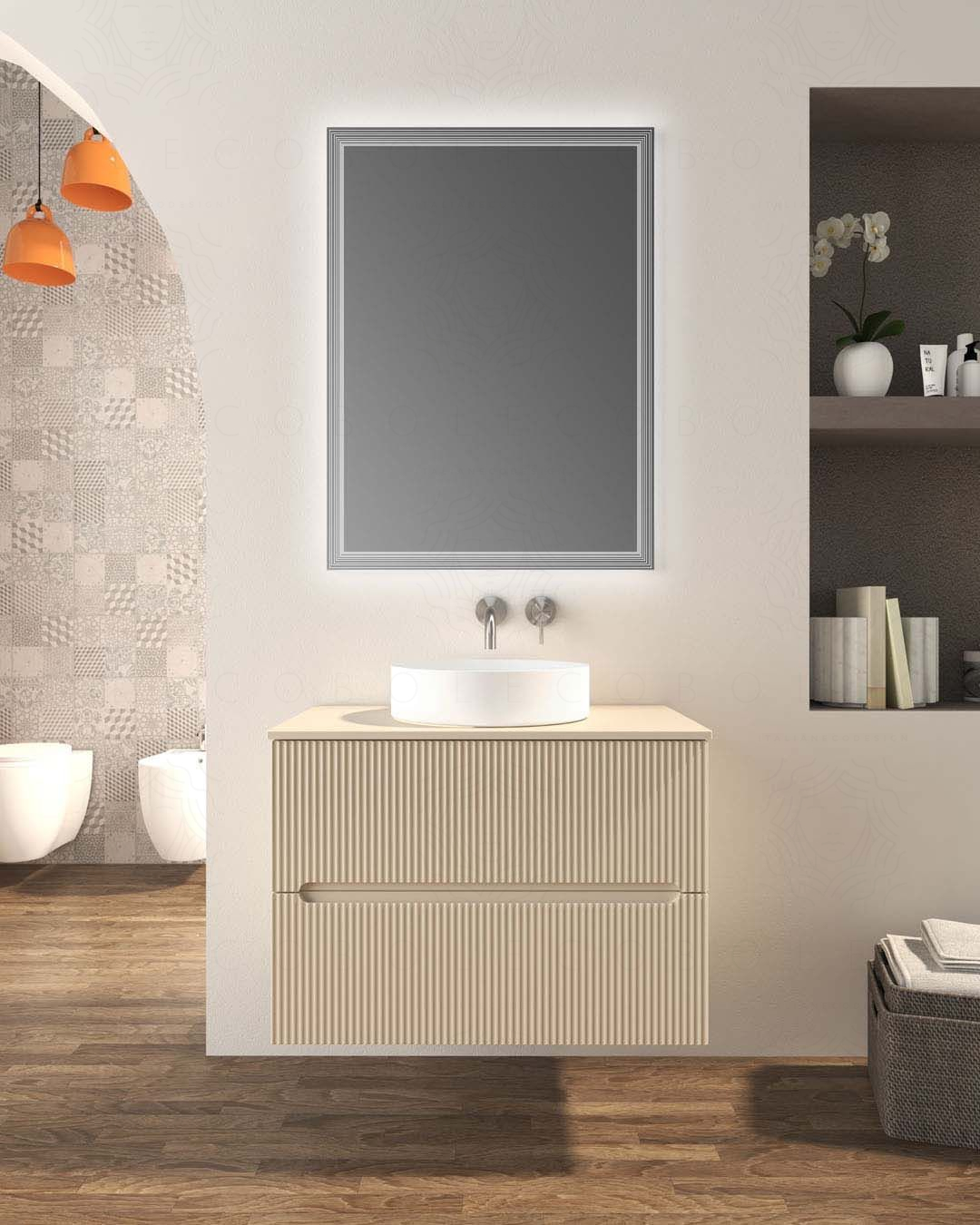 Mobile bagno sospeso Arianna 80 cm e lavabo in ceramica Mobile bagno sospeso Arianna 80 cm e lavabo in ceramica