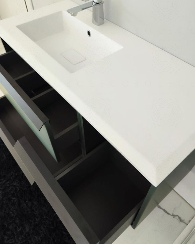 Mobile bagno sospeso Laguna cm 106 e lavabo in resina