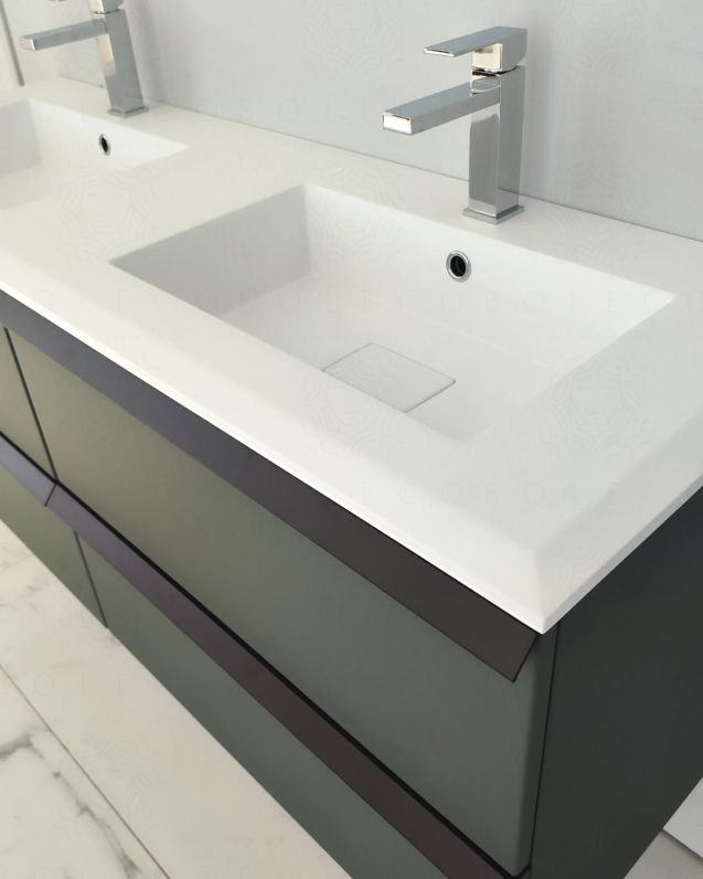 Mobile bagno sospeso Laguna cm 140 e doppio lavabo in resina Mobile bagno sospeso Laguna cm 140 e doppio lavabo in resina
