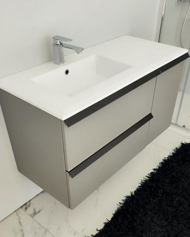 Mobile bagno sospeso Laguna cm 106 e lavabo in resina