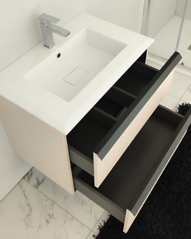 Mobile bagno sospeso Laguna cm 70 e lavabo in resina
