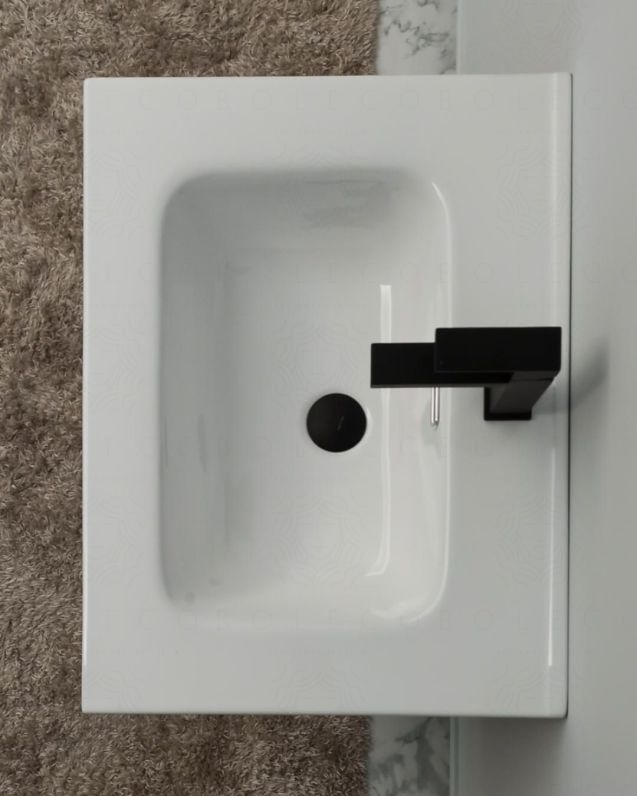 Mobile bagno sospeso Cloud plisse 60 cm noce e lavabo in Mobile bagno sospeso Cloud plisse 60 cm noce e lavabo in