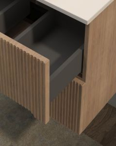 Mobile bagno sospeso 140 cm rosso corallo e doppio lavabo in