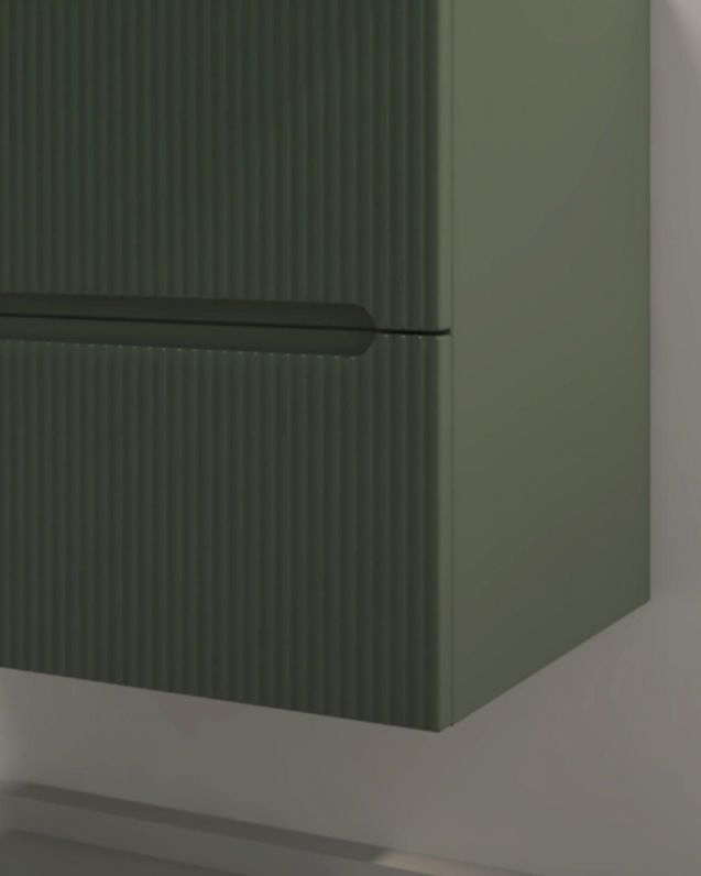 Mobile bagno sospeso Cloud plissé 100 cm verde opaco e lavabo in ceramica Mobile bagno sospeso Cloud plissé 100 cm verde opaco e lavabo in ceramica