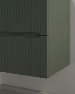 Mobile bagno sospeso Cloud plissé 100 cm verde opaco e lavabo in ceramica