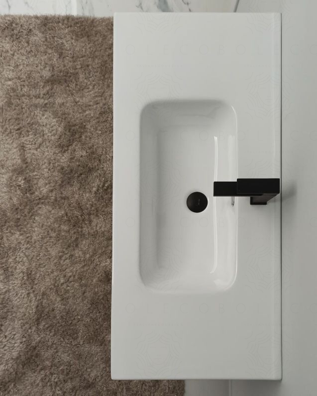 Mobile bagno sospeso Cloud plissé 100 cm noce e lavabo in Mobile bagno sospeso Cloud plissé 100 cm noce e lavabo in