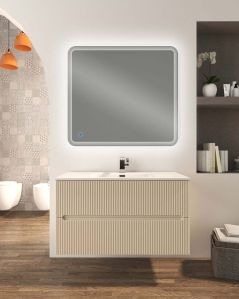 Mobile bagno sospeso Cloud plissé 100 cm cotone e lavabo in