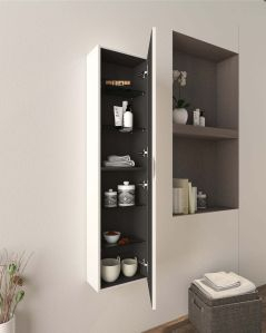Colonna bagno Cloud cm 35x140 bianco opaco con anta plisse