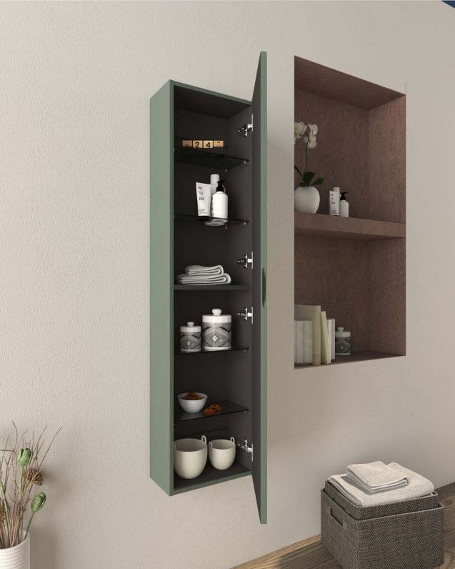 Colonna bagno Cloud cm 35x140 verde opaco con anta plisse