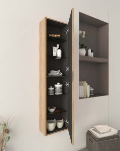 Colonna bagno Cloud cm 35x140 rovere naturale con anta plisse
