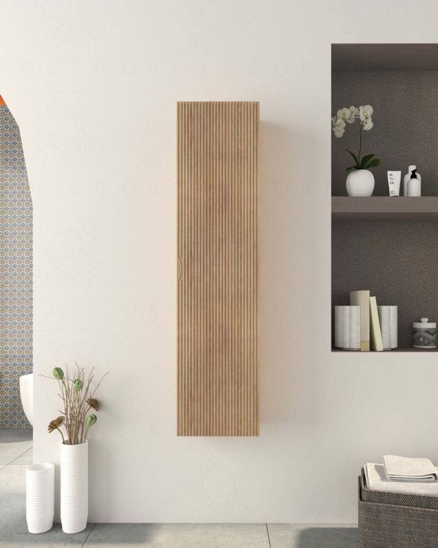 Colonna bagno Cloud cm 35x140 rovere naturale con anta plisse