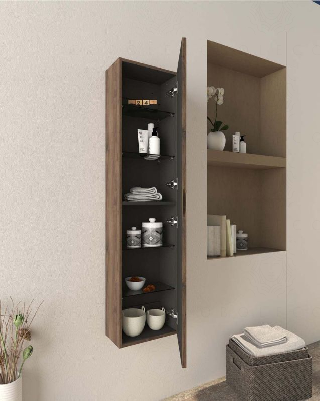 Colonna bagno Cloud cm 35x140 noce con anta plisse