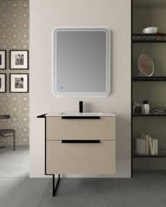 Mobile bagno Malta 85 cm perla spatolato e piede in metallo - 2