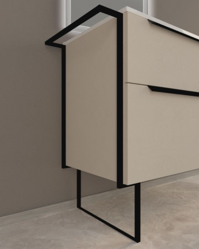 Mobile bagno Malta 85 cm perla spatolato e piede in metallo - 2 Mobile bagno Malta 85 cm perla spatolato e piede in metallo - 2