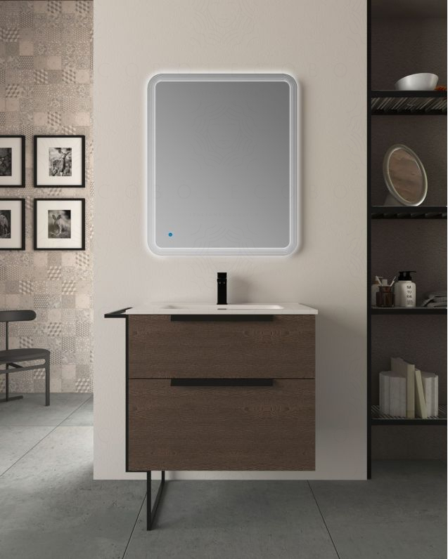 Mobile bagno Malta 85 cm rovere scuro e piede in metallo - 2