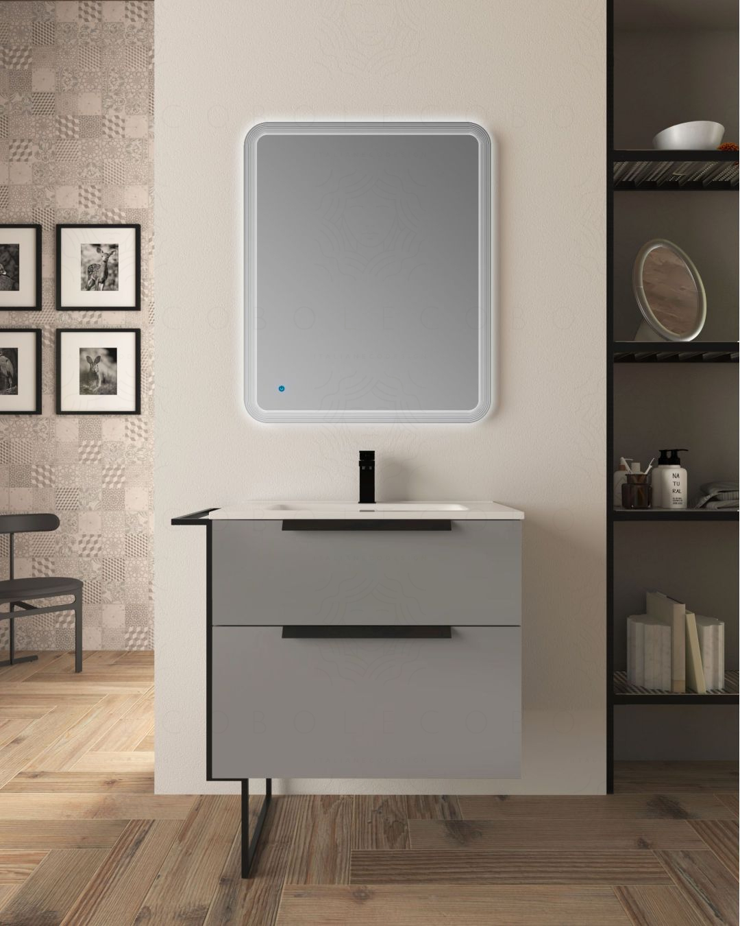 Mobile bagno Malta 85 cm grigio perla e piede in metallo - 2 Mobile bagno Malta 85 cm grigio perla e piede in metallo - 2