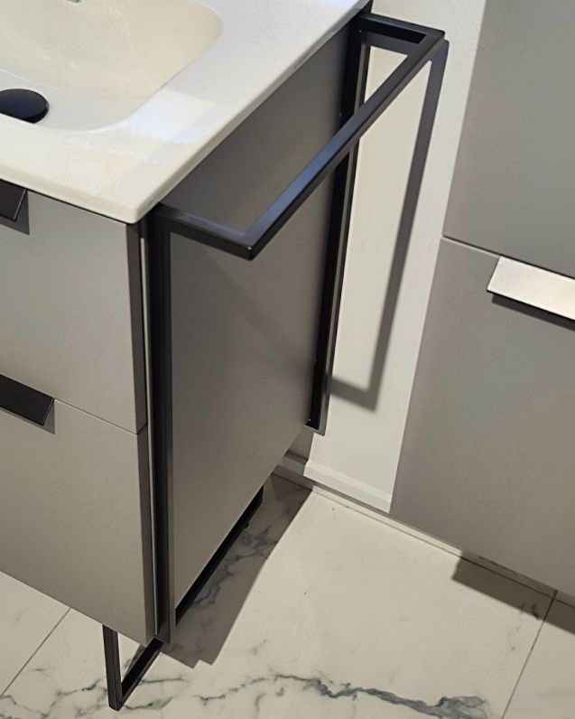 Mobile bagno Malta 85 cm grigio perla e piede in metallo - 2 Mobile bagno Malta 85 cm grigio perla e piede in metallo - 2