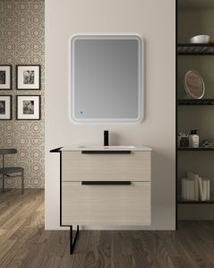 Mobile bagno Malta 85 cm rovere bianco e piede in metallo - 2