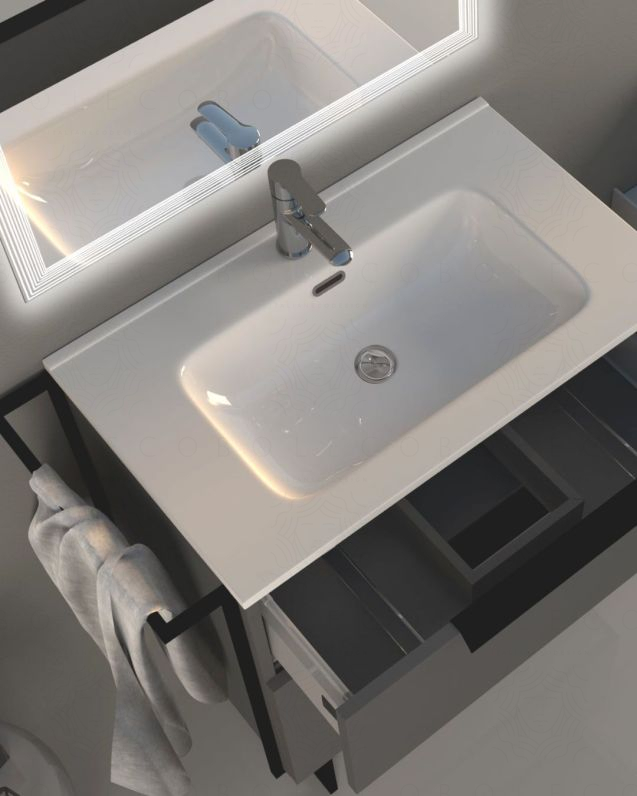 Mobile bagno Malta 85 cm grigio perla e piede in metallo - 2 Mobile bagno Malta 85 cm grigio perla e piede in metallo - 2