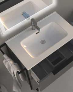 Mobile bagno Malta 85 cm grigio perla e piede in metallo - 2