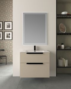 Mobile bagno sospeso Malta 75 cm perla spatolato 2 cassetti e