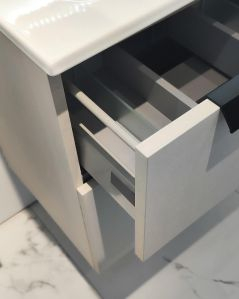 Mobile bagno sospeso Malta 75 cm perla spatolato 2 cassetti e