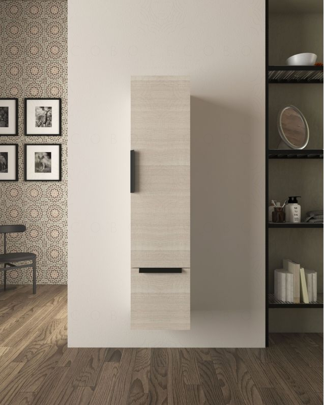 Colonna da bagno Malta cm 150h rovere bianco 1 anta e 1 cassetto Colonna da bagno Malta cm 150h rovere bianco 1 anta e 1 cassetto
