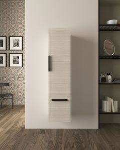 Colonna da bagno Malta cm 150h rovere bianco 1 anta e 1 cassetto