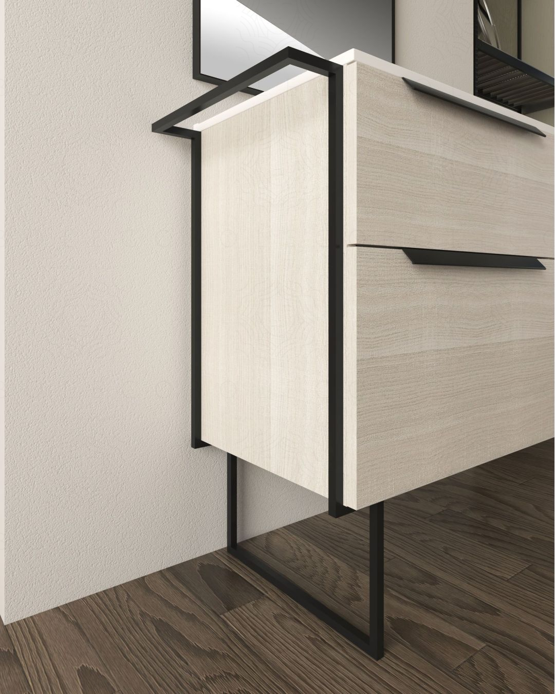 Piede singolo nero opaco con porta asciugamano per mobile bagno Piede singolo nero opaco con porta asciugamano per mobile bagno