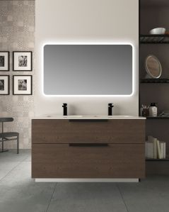 Mobile bagno sospeso Malta 120 cm rovere scuro 2 cassetti e