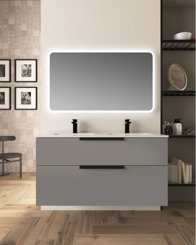 Mobile bagno sospeso Malta 120 cm grigio perla 2 cassetti e