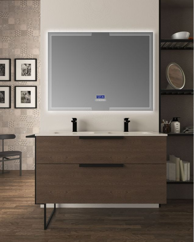 Mobile bagno Malta 130 cm rovere scuro e piede in metallo - 2 Mobile bagno Malta 130 cm rovere scuro e piede in metallo - 2