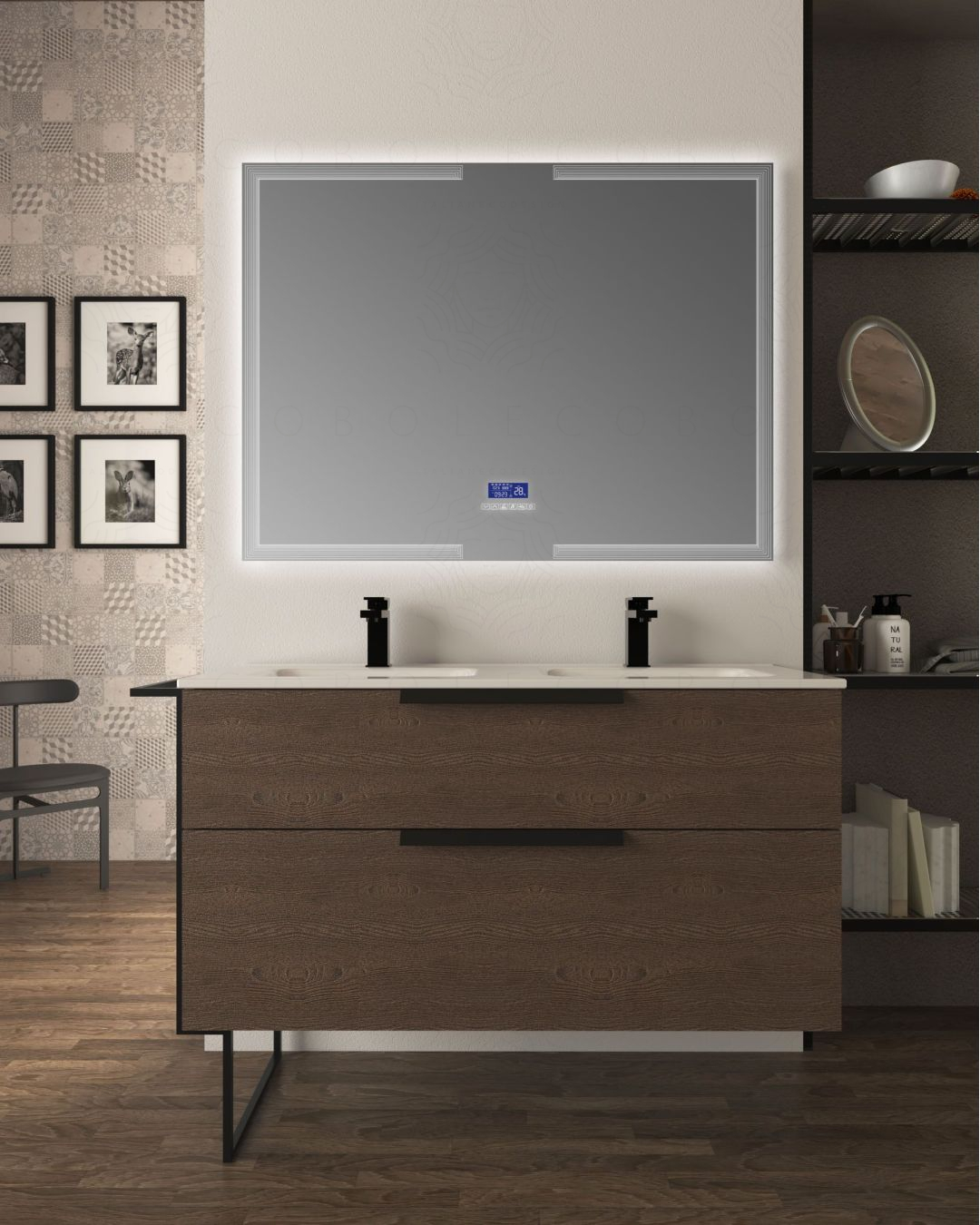Mobile bagno Malta 130 cm rovere scuro e piede in metallo - 2 Mobile bagno Malta 130 cm rovere scuro e piede in metallo - 2