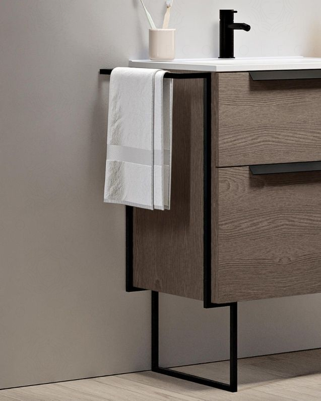 Mobile bagno Malta 130 cm rovere scuro e piede in metallo - 2 Mobile bagno Malta 130 cm rovere scuro e piede in metallo - 2
