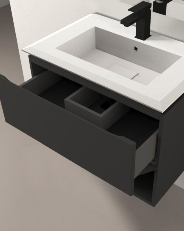 Mobile bagno sospeso Fashion cm 70 lavagna e lavabo in resina