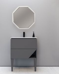 Mobile bagno sospeso Fashion cm 70 grigio medio e lavabo in