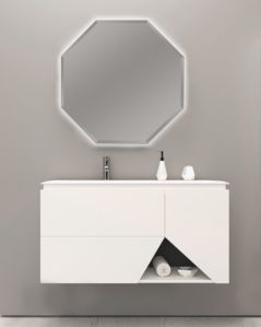 Mobile bagno sospeso Fashion cm 105 bianco opaco e lavabo in