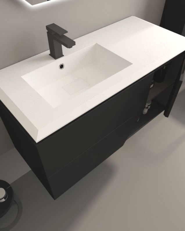 Mobile bagno sospeso Fashion cm 105 lavagna e lavabo in resina