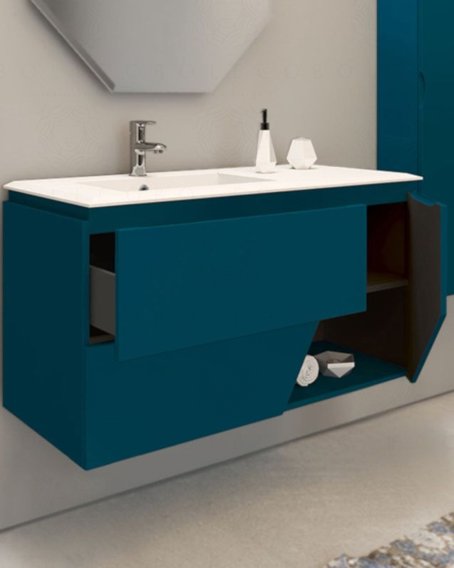 Mobile bagno sospeso Fashion cm 105 blu avio e lavabo in resina Mobile bagno sospeso Fashion cm 105 blu avio e lavabo in resina