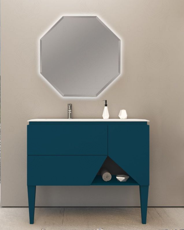 Mobile bagno sospeso Fashion cm 105 blu avio e lavabo in resina