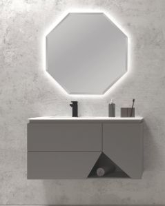 Mobile bagno sospeso Fashion cm 105 grigio medio e lavabo in