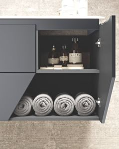 Mobile bagno sospeso Fashion cm 105 grigio medio e lavabo in