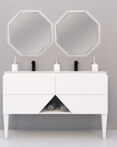 Mobile bagno sospeso Fashion cm 140 bianco opaco e lavabo in
