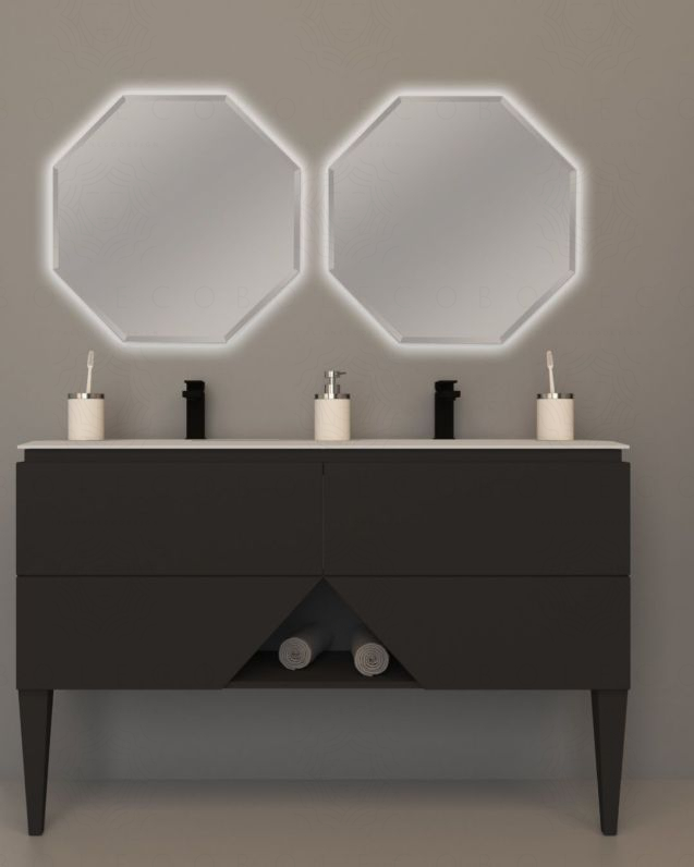 Mobile bagno sospeso Fashion cm 140 lavagna e lavabo in resina