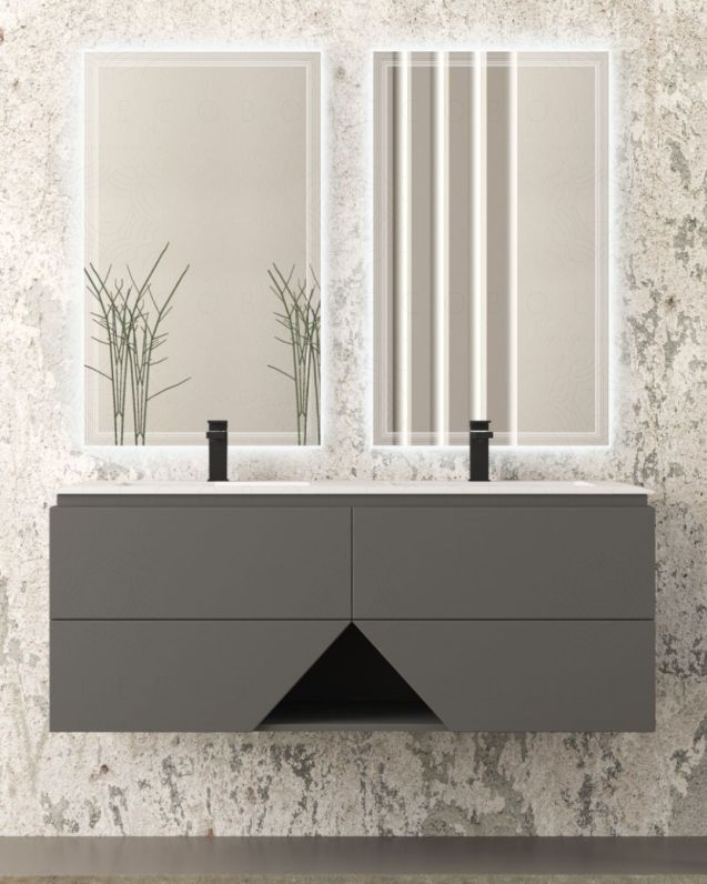 Mobile bagno sospeso Fashion cm 140 grigio medio e lavabo in